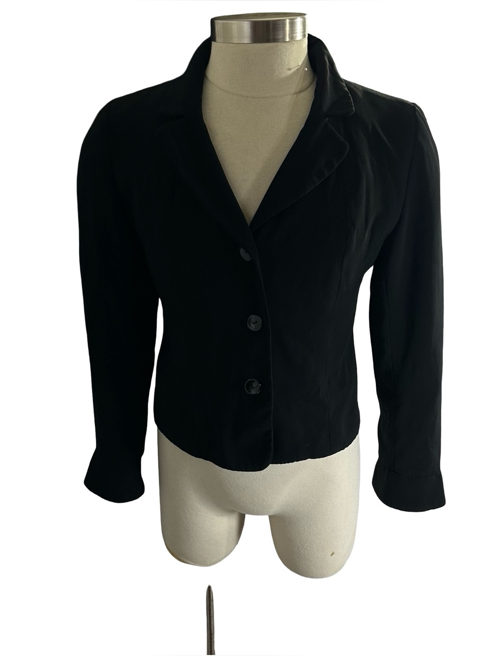 Giorgio Sant Angelo Blazer Womens Black 3 Button Flared Cuff Jacket Sz 10